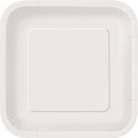 Квадратни хартиени чинии, в бяло, 16кт