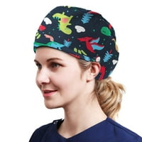 Регулируема медицинска сестра многоцветна карикатурна шапка с капачки за защита от стойки за пот-лента