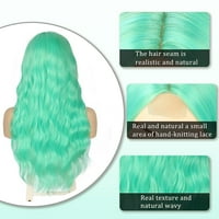Мента зелени перуки за жени с дълга средна част вълнообразна перука за ежедневно парти Използвайте дълги къдрави синтетични топлинни