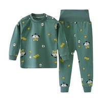 Момчета за малко дете пижама бебешки меки пижама анимационни отпечатъци с височина талия за талия с дълъг ръкав за спални дрехи