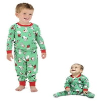 Фъстъци Снупи коледен празник малко дете момче и момиче Унисе памучна пижама комплект, 2-парче, размери 12м-5т