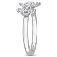 Миабела Дамски диамантен акцент стерлинги Сребърен троен цвете обещание пръстен