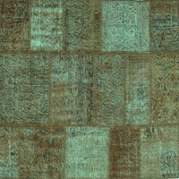 Ahgly Company Indoor Square Packwork Turquoise Blue Transitional Area Rugs, 3 'квадрат