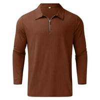 Мъжки поло ризи ежедневни есенни раирани тъкани риза с цип спускайте яка дълъг ръкав върхове поло ризи за мъже