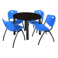 Риджънси Кий Кръгла Мока орехова маса за почивка със Стифиращи се столове
