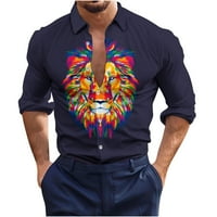 Elainilye Fashion Mens Графични тийнейджъри Хенли ежедневна риза с дълги ръкави риза на разхлабени ризи блуза