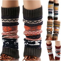 Aoujea жени Сладко коледно винтидж печат по -дебели чорапи дълги чорапи удобни чорапи до 65% отстъпка