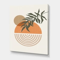 Дизайнарт абстрактна геометрична Луна и слънце с листо и модерен Принт за стена