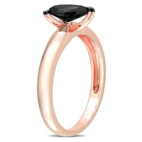 Карат Т. в. черен диамант 14кт Розово злато сълза черен родий покритие пасианс годежен пръстен