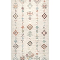 нулум Кия машинно пране Марокански племенни геометрична площ килим, 5 '8', Светло сиво
