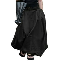 Женска реколта дълга пола с а-линия с висока талия макси пола с джобове плюс размери улични дрехи