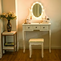 Джима Чекмеджета спалня суета грим тоалетка табуретка комплект осветени огледало в Светодиодни крушки