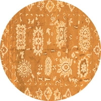 Ahgly Company Indoor Round Abstract Orange Modern Area Rugs, 4 'кръг
