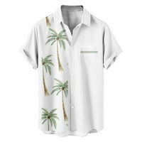Мъжки ризи Просвет плюс размер ежедневен пачуърк за печат на яка с къс ръкав има джобове бутонни върхове на ризата блуза