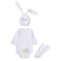 Момчета и момичета есен пролет малко заек ухо боди три пълзящ костюм сладък бебешки ром