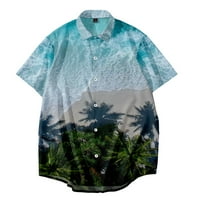 Хавайска риза на мъжете с къси ръкави отпечатани бутон надолу летни плажни ризи