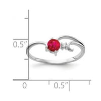 14k бяло злато Ruby истински диамантен пръстен