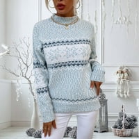 Yubnlvae пуловер пуловер Женски коледна снежинка пуловер Turtleneck Vintage Holiday Knit Пуловер пуловер пуловерна риза Суитчър