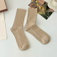 Дамски рибена мрежа бедро с високи чорапи жени ежедневни твърди цветни дантелени ивици есен и зимни чорапи за среден тоб