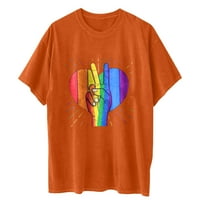 Rainbow Graphic Tee жени Голяма риза Писмо печат с къс ръкав туника блуза Небрежно свободни летни върхове