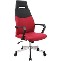Мера висок гръб ергономичен ленен плат офис стол с облегалка за глава, червено и черно