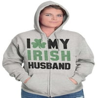 Сейнт Патрикс обичам моя ирландски съпруг Zip Hoodie Sweatshirt Women Brisco Brands S