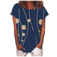 Xysaqa y2k върхове Сладки върхове жени летни печатни джобове с къс ръкав риза за ежедневни туники върхове блуза летни върхове