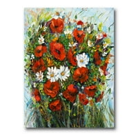 Дизайнарт 'букет от бели и червени диви цветя' традиционен платнен Принт за стена