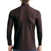 Bilu пуловери за мъже Turtleneck пуловер Топ пуловер с дълъг ръкав ежедневни мъже солидни ореби тънки годни плетани базови риза