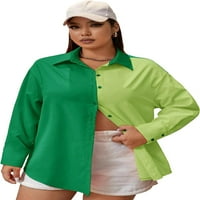 Singreal женски цвят бутон за риза нагоре яка с яка дълъг ръкав отгоре