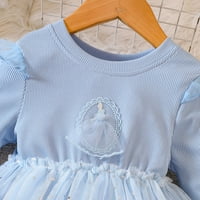 Рокля ketyyh-chn за малко дете момиче ежедневни рокли деца есен с пълен ръкав рокля синьо, 100
