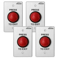 Visionis fpc- Вътрешен голям червен кръгъл бутон за изход за контрол на достъпа до врати с NC COM и без изходи