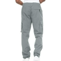 Товарни панталони за мъже на клирънс класически солидни ежедневни джобове на открито фитнес памук панталони панталони
