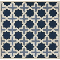 Cambridge Lincoln Geometric Wool Area Rug, Blue Ivory, 6 '6' квадрат