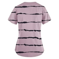 Женски ризи Женски модни работни дрехи с къси ръкави с джобове с джобове отпечатани върхове светло лилаво xxl