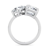 Kylie - Toi et Moi Pear & Emerald Moissanite - Лабораторен диамантен годежен пръстен