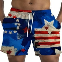 Мъжете лято къси панталони Американски флаг отпечатани плажни къси панталони 4 юли плувни стволове свободни дъна празници мини