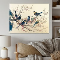 Дизайнарт Многоцветни птици върху сливови цветове дърво ви платно стена изкуство