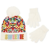 Комплект шапка с ръкавели и ръкавици студено време, малки момичета, възраст 4-7