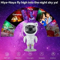 Воши астронавт проектор галактика звездно небе нощна светлина с таймер и дистанционно, подарък за деца деца, Бяло