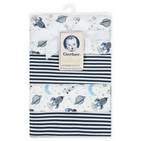 Гербер Бебе-Момче органични фланелни одеяла, 4-пакет