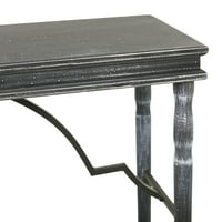 Decmode Wood Farmhouse Console Table, Black, 47 W, 33 H