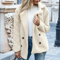Дамски палта плюс размери разтвор дамски дами топло яке зимно солидно завой палто надолу яка lambswoo външни дрехи