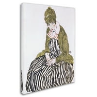Изобразително изкуство на Едит с раирана рокля от Егон Шиле