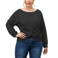 Scyoekwg тениски с дълъг ръкав за жени есенни модни ежедневни туники върхове ризи солиден цвят кръгла шия свободен блузи блузи
