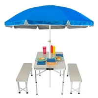 Преносима алуминиева сгъваема маса за пикник със сгъваеми седалки и портативен чадър 6.5 ' от иновации в търговската марка