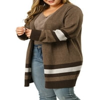 Уникални изгодни дамски плюс Раиран пуловер с дълъг ръкав жилетка