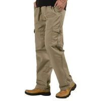 Голф панталони Мъжки модни ежедневни хлабави памук плюс размер джобни дантелени ластични панталони панталони панталони жълти