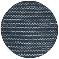 Montauk Harding Geometric Striped Potton Area Rug, Turquoise Blue Black, 6 '6' Round