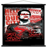 Комикс филм-Батман срещу Супермен-фалшив бог плакат за стена с дървена магнитна рамка, 22.375 34